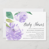Amethyst Peony | Einladung der Babydusche (Vorderseite)
