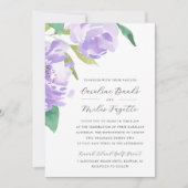 Amethyst Peony | Lavender Floral Wedding Einladung (Vorderseite)