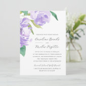 Amethyst Peony | Lavender Floral Wedding Einladung (Stehend Vorderseite)