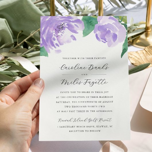 Amethyst Peony | Lavender Floral Wedding Einladung