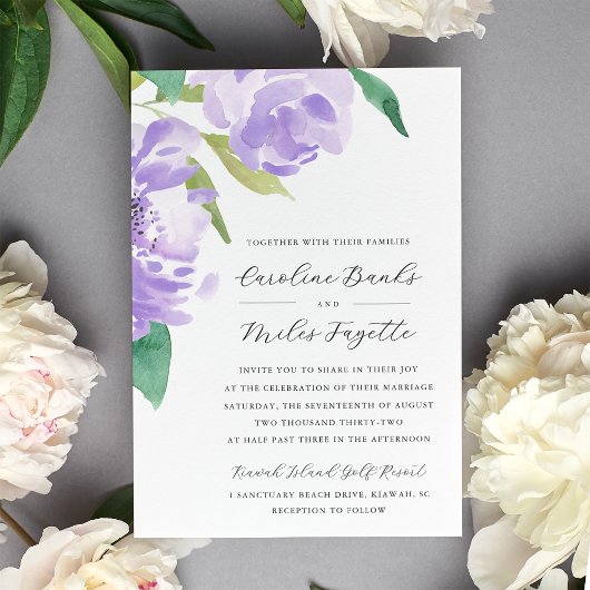 Amethyst Peony | Lavender Floral Wedding Einladung