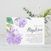 Amethyst Peony | Taufeinladung Einladung (Stehend Vorderseite)