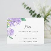 Amethyst Peony Wedding Mail-in RSVP Karte (Stehend Vorderseite)