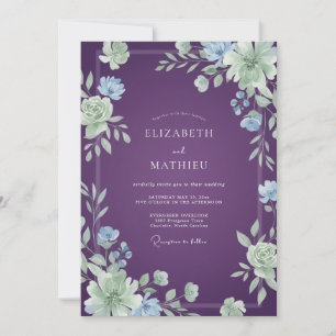 Amethyst Periwinkle Blütenhochzeit Einladung