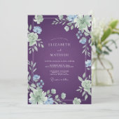 Amethyst Periwinkle Blütenhochzeit Einladung (Stehend Vorderseite)