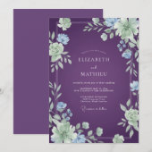 Amethyst Periwinkle Blütenhochzeit Einladung (Vorne/Hinten)