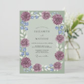 Amethyst Periwinkle Dahlie Hochzeit Einladung (Stehend Vorderseite)