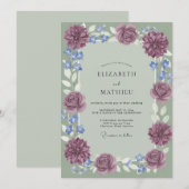 Amethyst Periwinkle Dahlie Hochzeit Einladung (Vorne/Hinten)