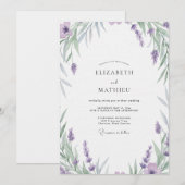 Amethyst-Perlen-Silber-Blatt-Hochzeit Einladung (Vorne/Hinten)
