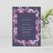 Amethyst-Pfingstrose-Hochzeit Einladung (Stehend Vorderseite)