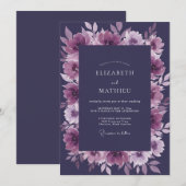 Amethyst-Pfingstrose-Hochzeit Einladung (Vorne/Hinten)