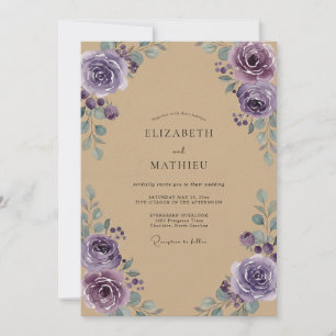 Amethyst-Pfingstrose-Kraft-Hochzeit Einladung