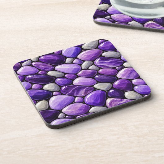 Amethyst-Pflastersteine Getränkeuntersetzer (Linke Seite)