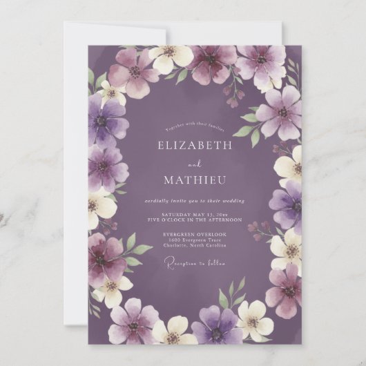 Amethyst-Pflaumreif-Hochzeit Einladung (Vorderseite)