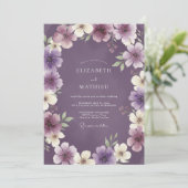 Amethyst-Pflaumreif-Hochzeit Einladung (Stehend Vorderseite)