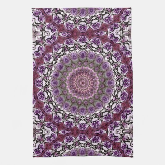 Amethyst Pink Kaleidoscope Mandala Pattern Geschirrtuch (Vertikal)