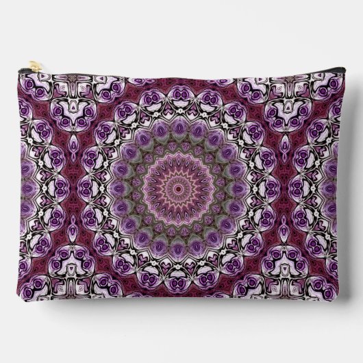 Amethyst Pink Kaleidoscope Mandala Pattern Zubehörtasche (Vorderseite)