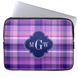 Amethyst Pink Navy Welpe Madras Monogram Laptopschutzhülle