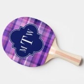 Amethyst Pink Navy Welpe Madras Monogram Tischtennis Schläger (Seitenansicht)