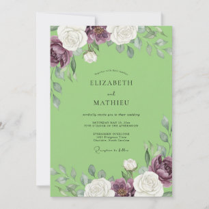 Amethyst Pistazien-Blüten-Hochzeit Einladung