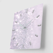Amethyst Plum Glitzer Graumetall Abstrakt Lavendel Quadratische Wanduhr (Winkel)