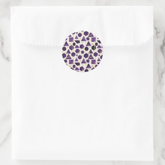 Amethyst & Plum Watercolor Geometric Pattern Runder Aufkleber (Tasche)
