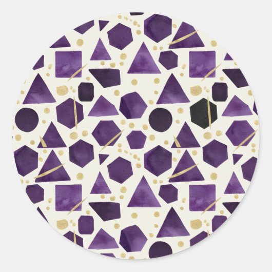 Amethyst & Plum Watercolor Geometric Pattern Runder Aufkleber (Vorderseite)
