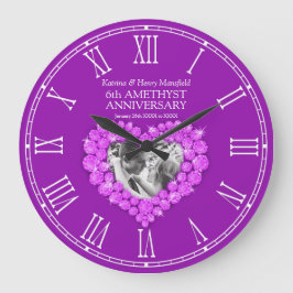 Amethyst purple photo 6th wedding anniversary große wanduhr