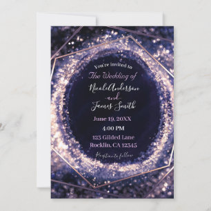 Amethyst Purpur Moderne Abstrakte Glamour-Hochzeit Einladung