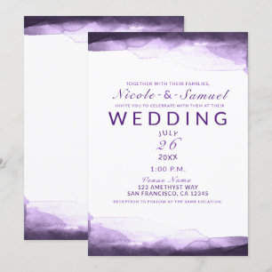 Amethyst Purpur Pflaume Aquarell Moderne Hochzeit Einladung