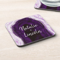 Amethyst Purpur & Silber Geode Hochzeitsmonogramm