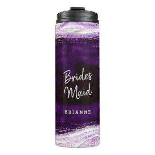 Amethyst Purpur & Silber Personalisierte Brautjung Thermosbecher