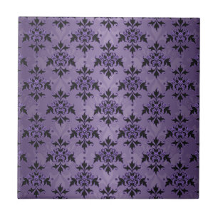 Amethyst Purpur und schwarzer Damast Fliese