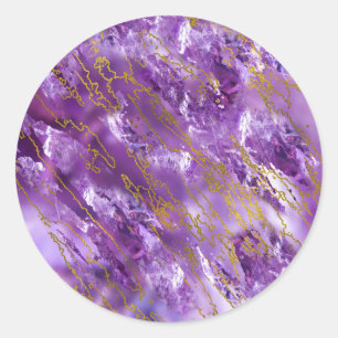 Amethyst Quarz- und Goldbeschaffenheit Runder Aufkleber