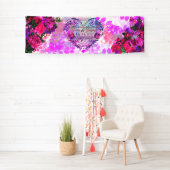 Amethyst Raspberry Floral Wedding Banner (Insitu)