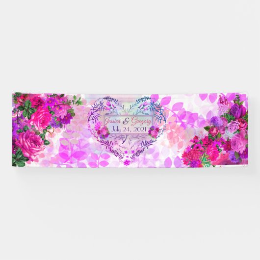 Amethyst Raspberry Floral Wedding Banner (Horizontal)