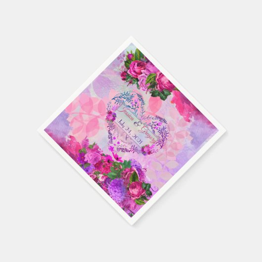 Amethyst Raspberry Floral Wedding Napkin Serviette (Ecke)