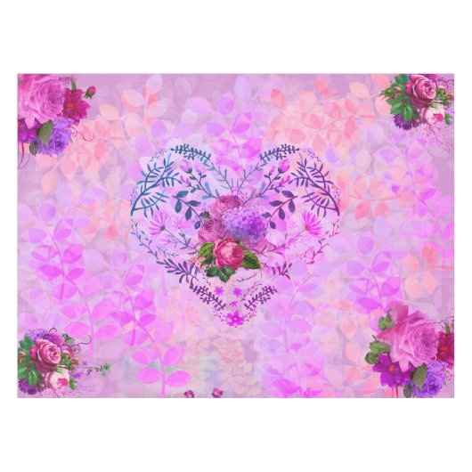 Amethyst Raspberry Floral Wedding Tischdecke (Vorderseite (Horizontal))