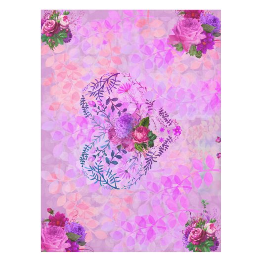 Amethyst Raspberry Floral Wedding Tischdecke (Vorderseite)