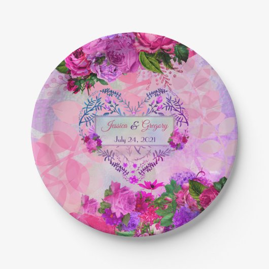 Amethyst Raspberry Wedding Paper Plate Pappteller (Vorderseite)