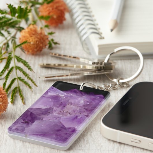 Amethyst Raw Stones Schlüsselanhänger (Vorderseite rechts)