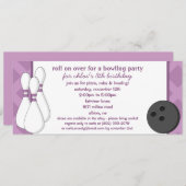 Amethyst Roll über Bowling Geburtstagspartei Einladung (Vorne/Hinten)