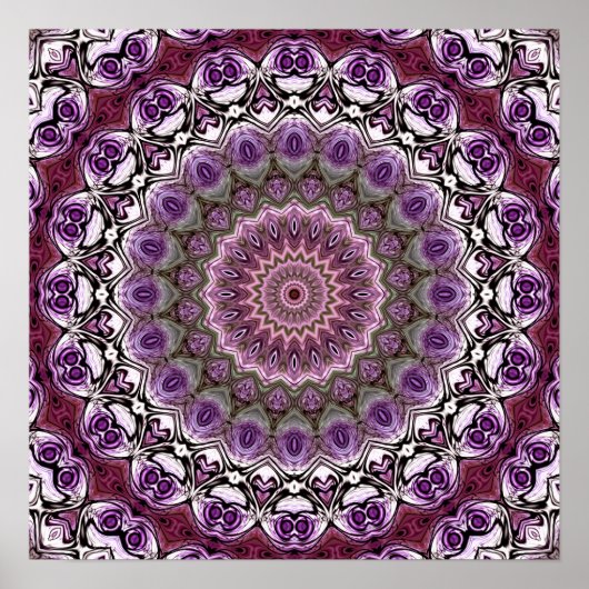 Amethyst-Rosa-Kaleidoskop-Mandala-Muster Poster (Vorne)