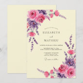 Amethyst-Rosa-Pfingstrosen-Hochzeit Einladung (Vorne/Hinten)