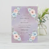 Amethyst-Rosé-Blüten-Hochzeit Einladung (Stehend Vorderseite)