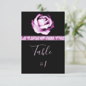 Amethyst-Rose-Empfang-Table-Karte Einladung (Stehend Vorderseite)