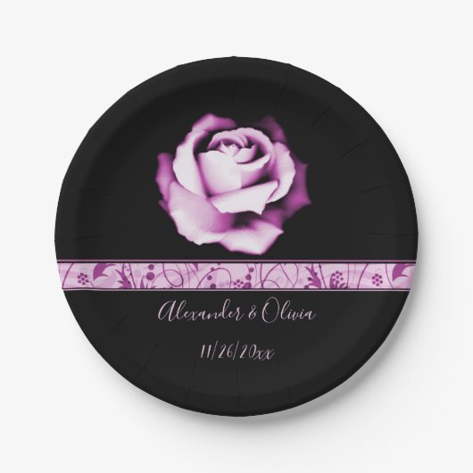 Amethyst Rose Hochzeitspapierplatte Pappteller (Vorderseite)