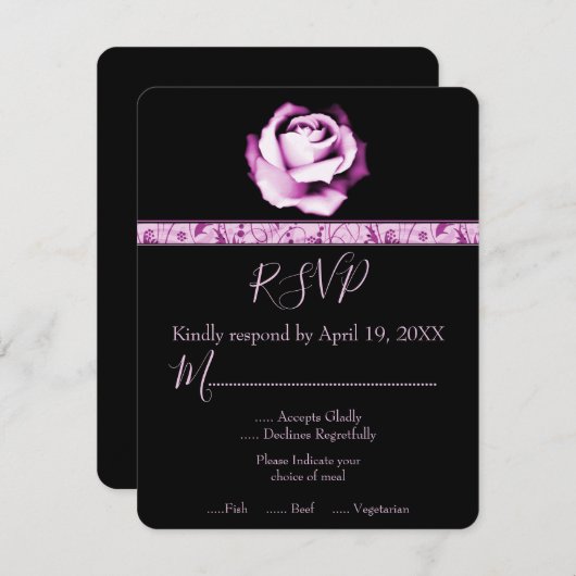 Amethyst Rose Wedding RSVP Card (Vorne/Hinten)
