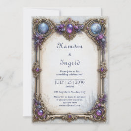 Amethyst-Rosen-Schloss-Hochzeit Einladung