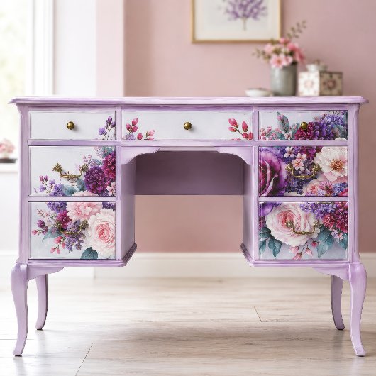 Amethyst-Rosengarten-Sträußchen-Dekupage Seidenpapier